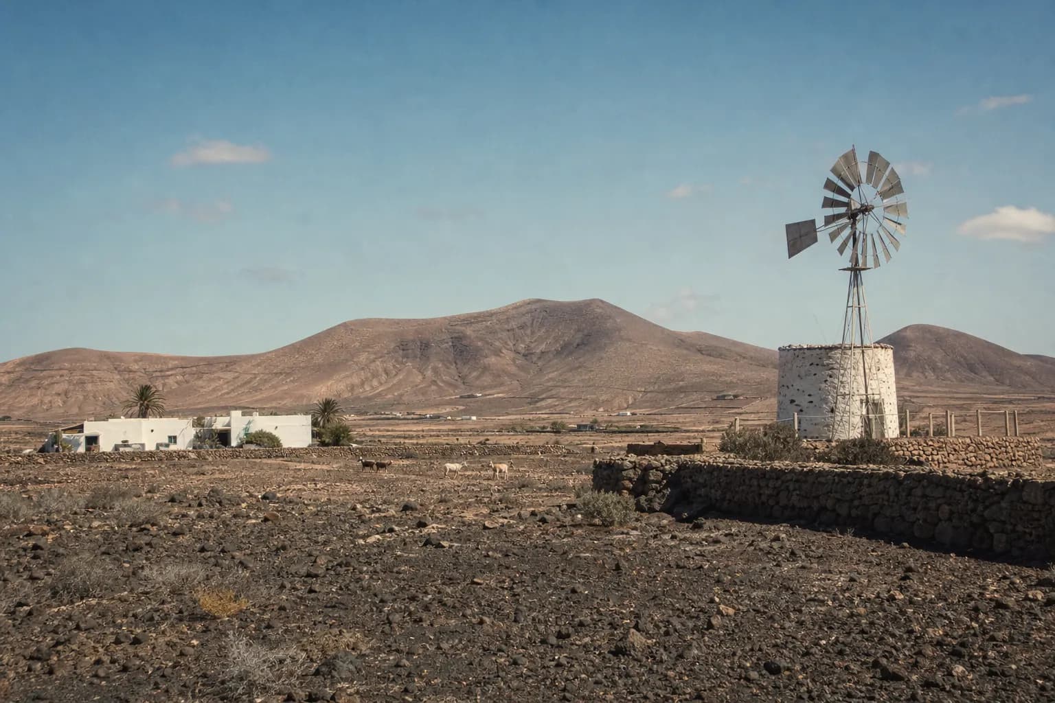 Old volcanoes and reddish plains around Antigua in Fuerteventura