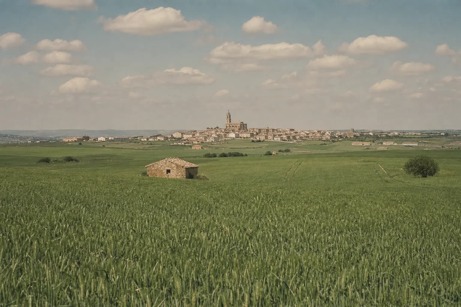 Cereal fields to the horizon near Agramunt in the Urgell
