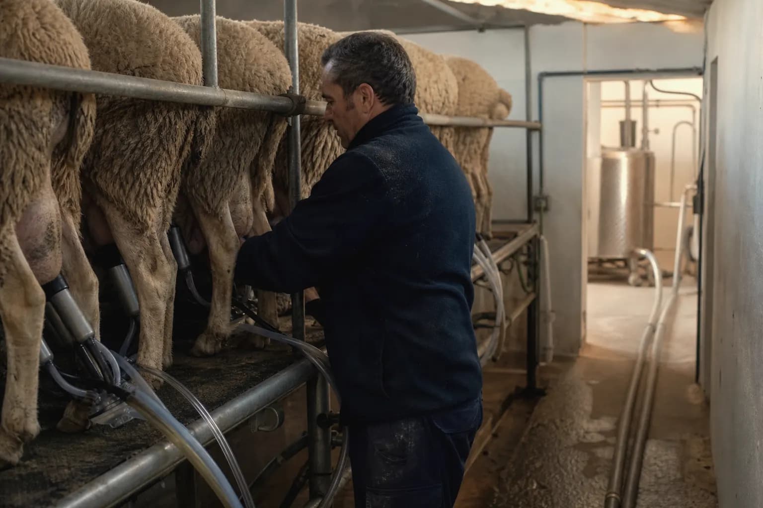 Lorenzo Carrasco milks the manchega sheep at dawn