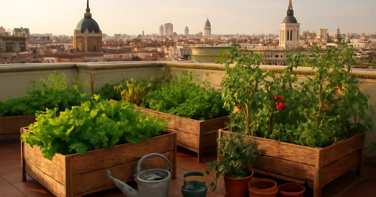 ¿Cómo funciona un huerto urbano en una azotea de Madrid?